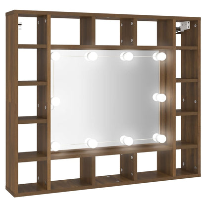 Baderomsspeil Speilskap med LED Brun Eik 91x15x76,5 cm