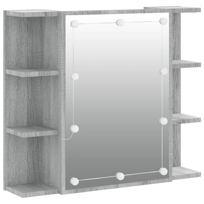 Baderomsspeil Skap med LED Sonoma Grå 70x16,5x60 cm