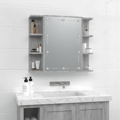 Baderomsspeil Skap med LED Sonoma Grå 70x16,5x60 cm