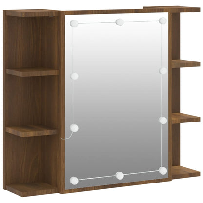 Baderomsspeil Speilskap med LED Brun Eik 70x16,5x60 cm