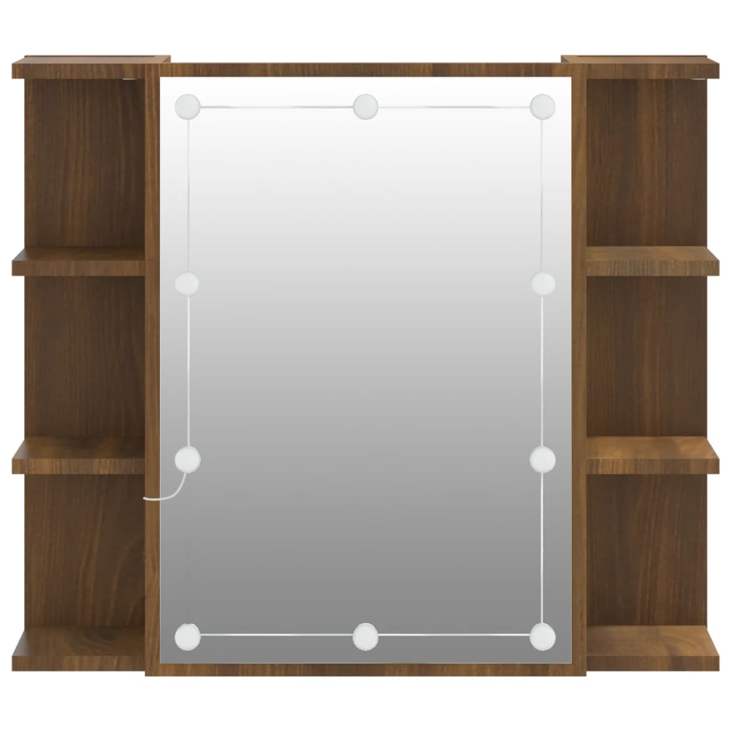 Baderomsspeil Speilskap med LED Brun Eik 70x16,5x60 cm