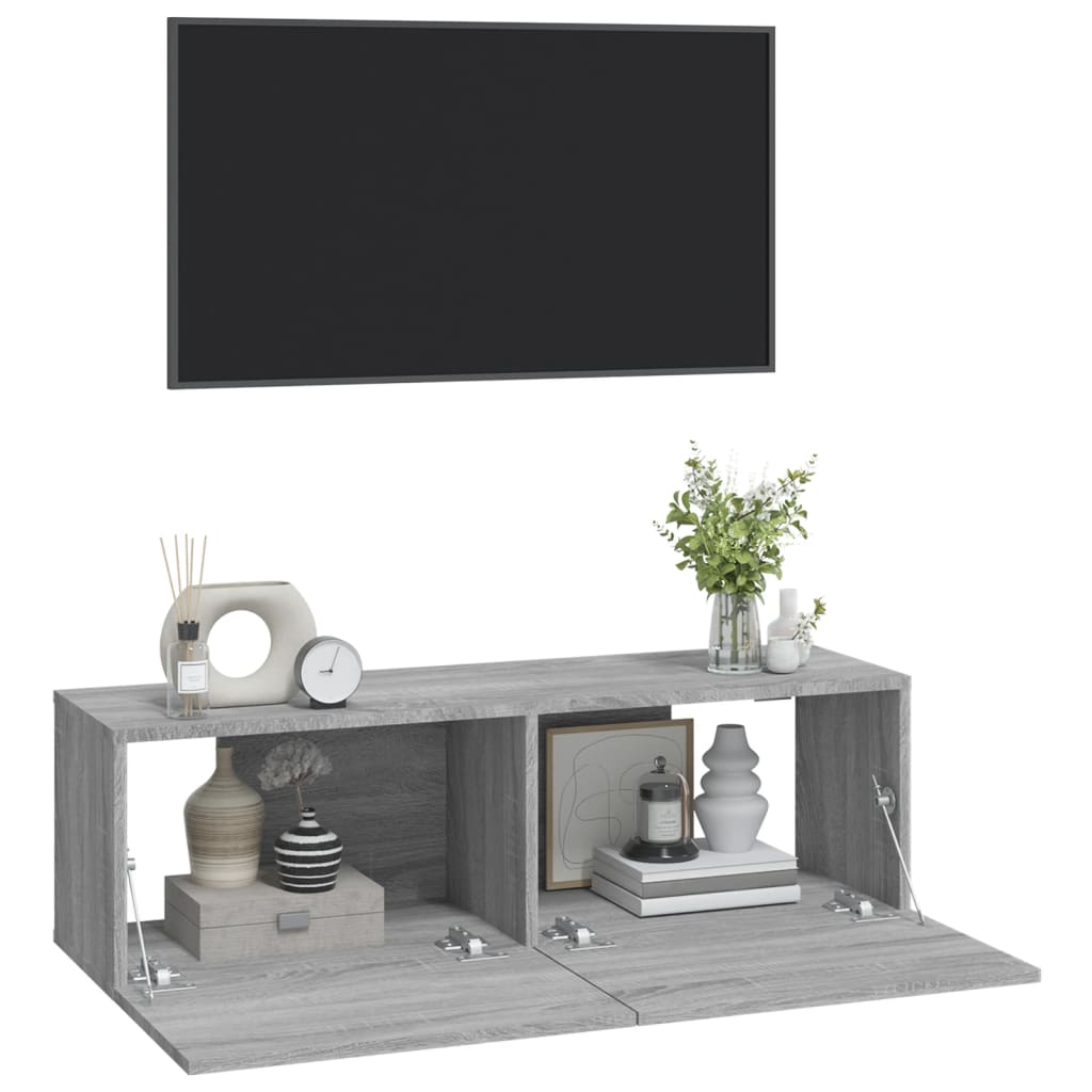 TV-Møbel Grå Vegghengte TV-benker Sonoma Grå 100x30x30 cm