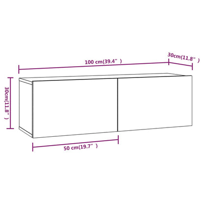 TV-Møbel Grå Vegghengte TV-benker Sonoma Grå 100x30x30 cm