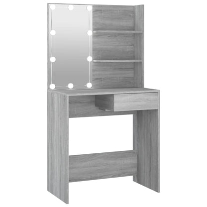 Sminkebord Sonoma Grå LED 74,5x40x141 cm