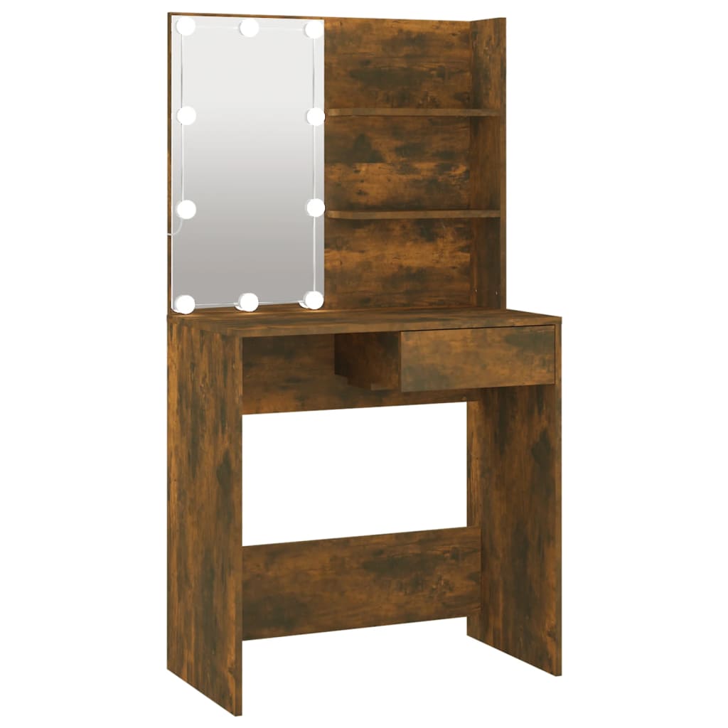 Sminkebord Brun Eik LED 74,5x40x141 cm
