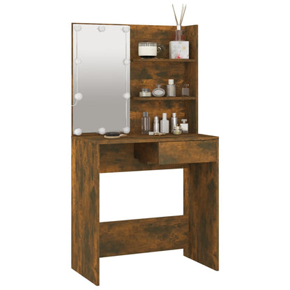 Sminkebord Brun Eik LED 74,5x40x141 cm