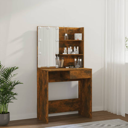 Sminkebord Brun Eik LED 74,5x40x141 cm