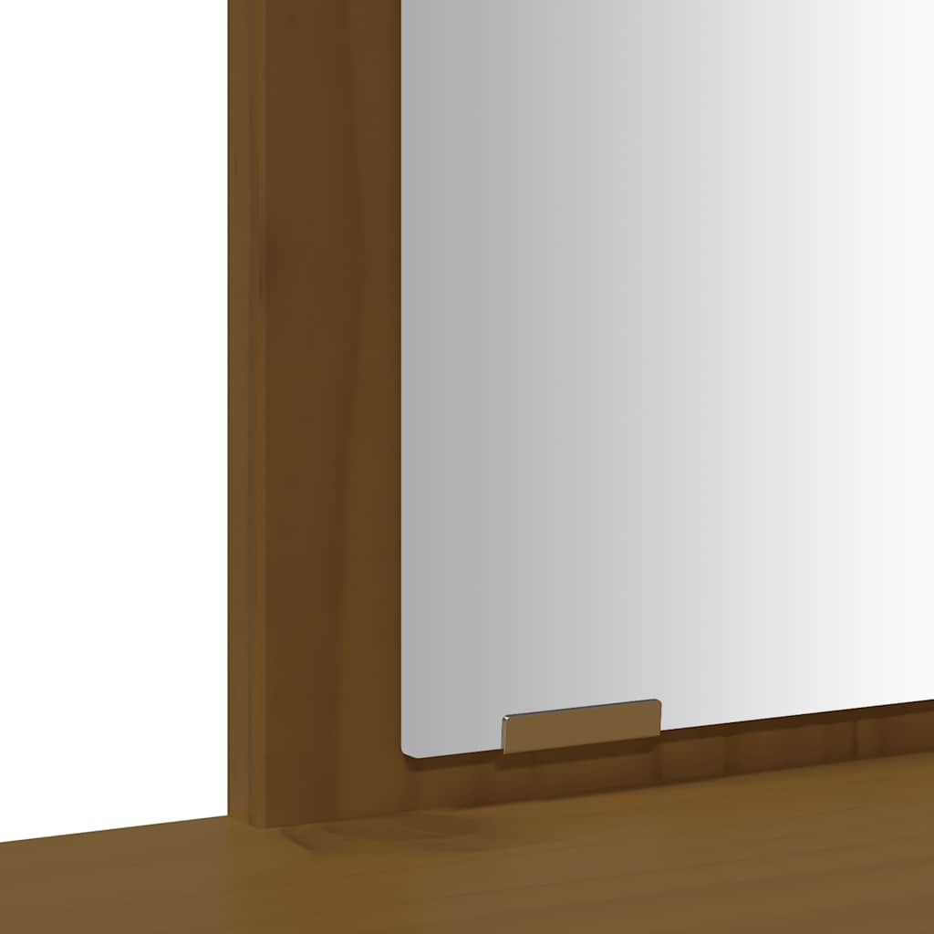 Sminkebordsett med speil Honningbrun heltre furu