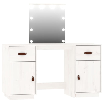Sminkebord Hvit Sett LED heltre furu