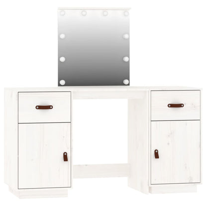 Sminkebord Hvit Sett LED heltre furu