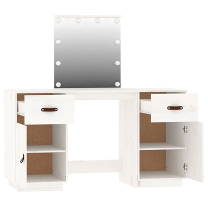 Sminkebord Hvit Sett LED heltre furu
