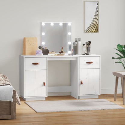 Sminkebord Hvit Sett LED heltre furu