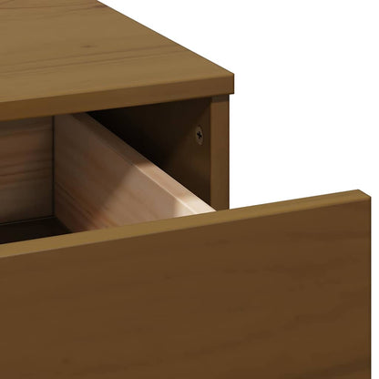 Sminkebordsett med LED Honningbrun heltre furu