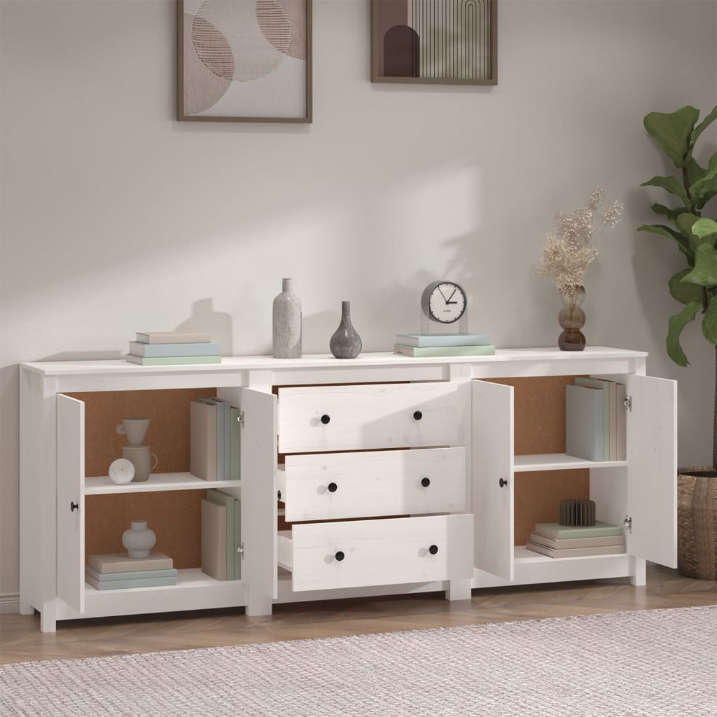 Skjenk Hvit 210x35x80 cm heltre furu