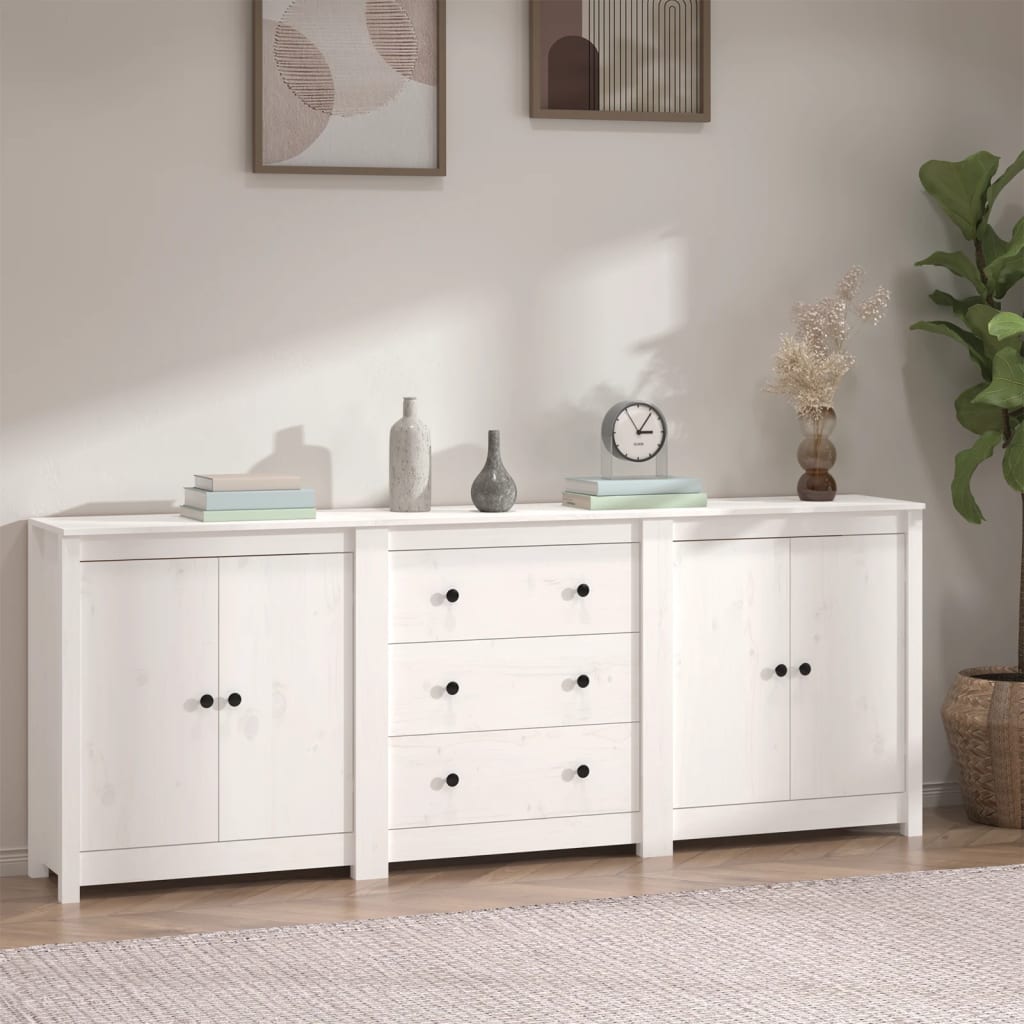 Skjenk Hvit 210x35x80 cm heltre furu