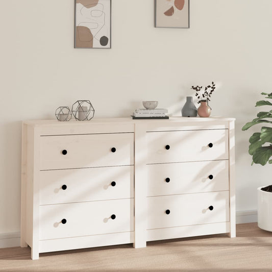 Skjenk Hvit 140x35x80 cm heltre furu