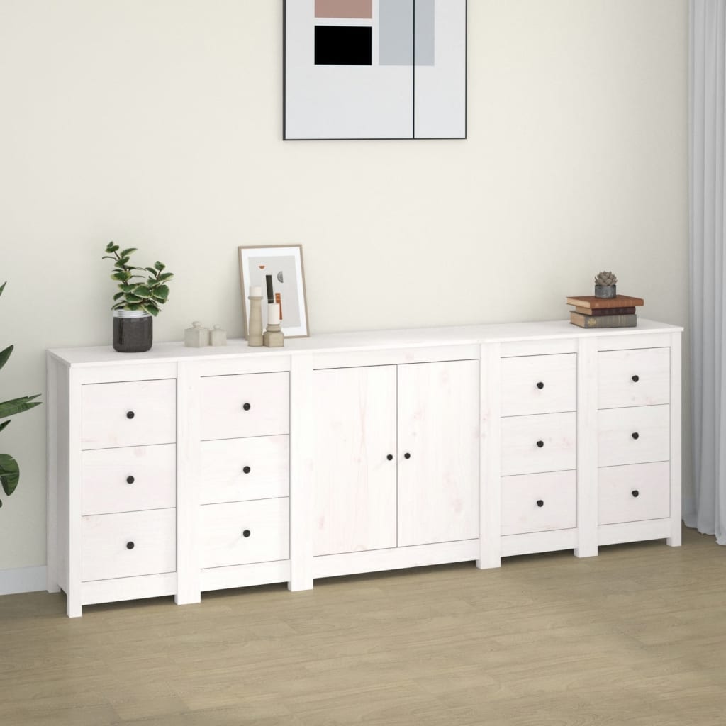 Skjenk Hvit 230x35x80 cm heltre furu