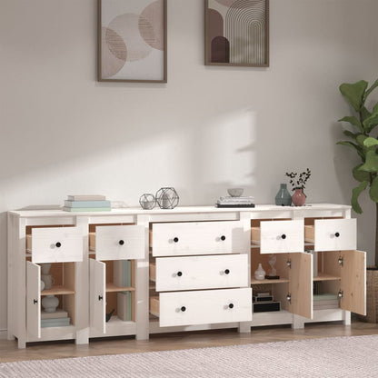 Skjenk Hvit 230x35x80 cm heltre furu