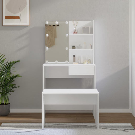 Sminkebord Hvit Sett LED
