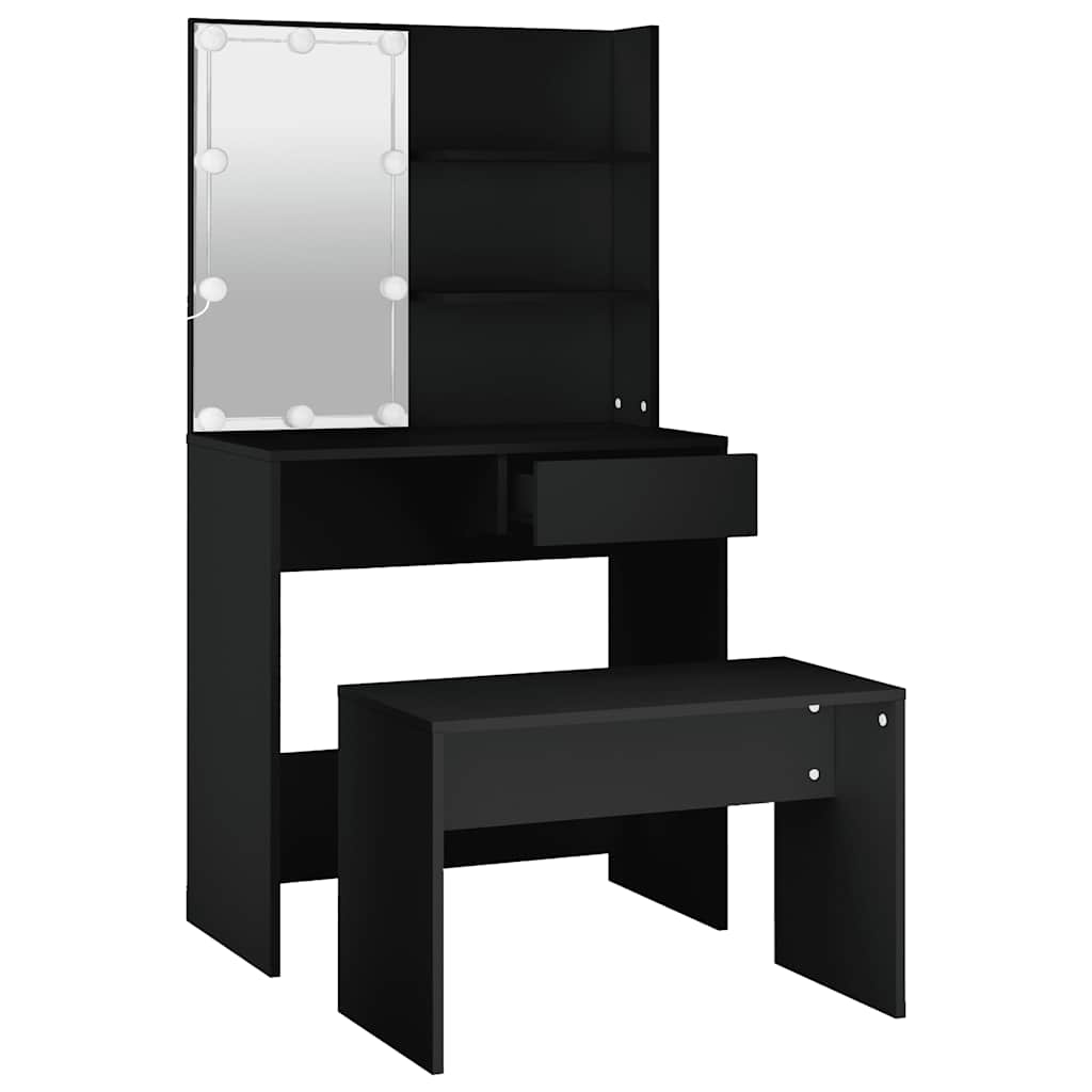 Sminkebord Svart Sett LED