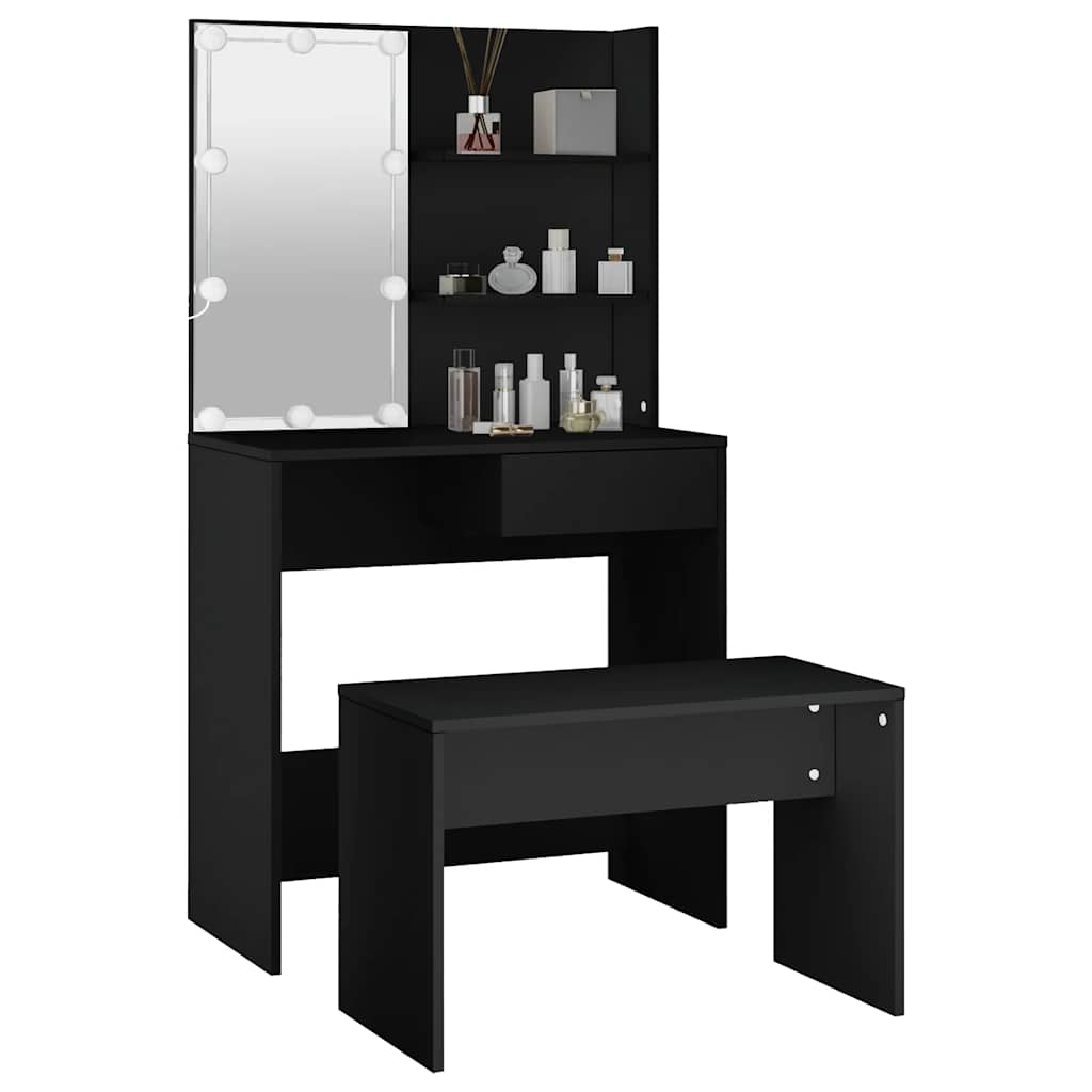 Sminkebord Svart Sett LED