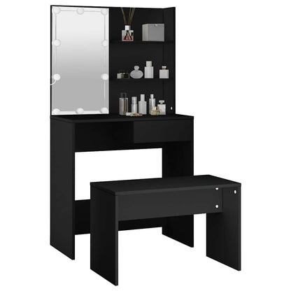 Sminkebord Svart Sett LED
