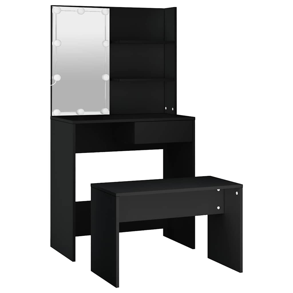 Sminkebord Svart Sett LED