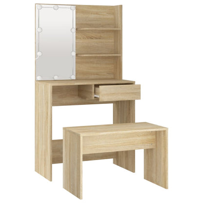 Sminkebord Sonoma Eik Sett LED