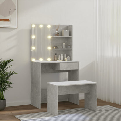 Sminkebord Betonggrå Sett LED