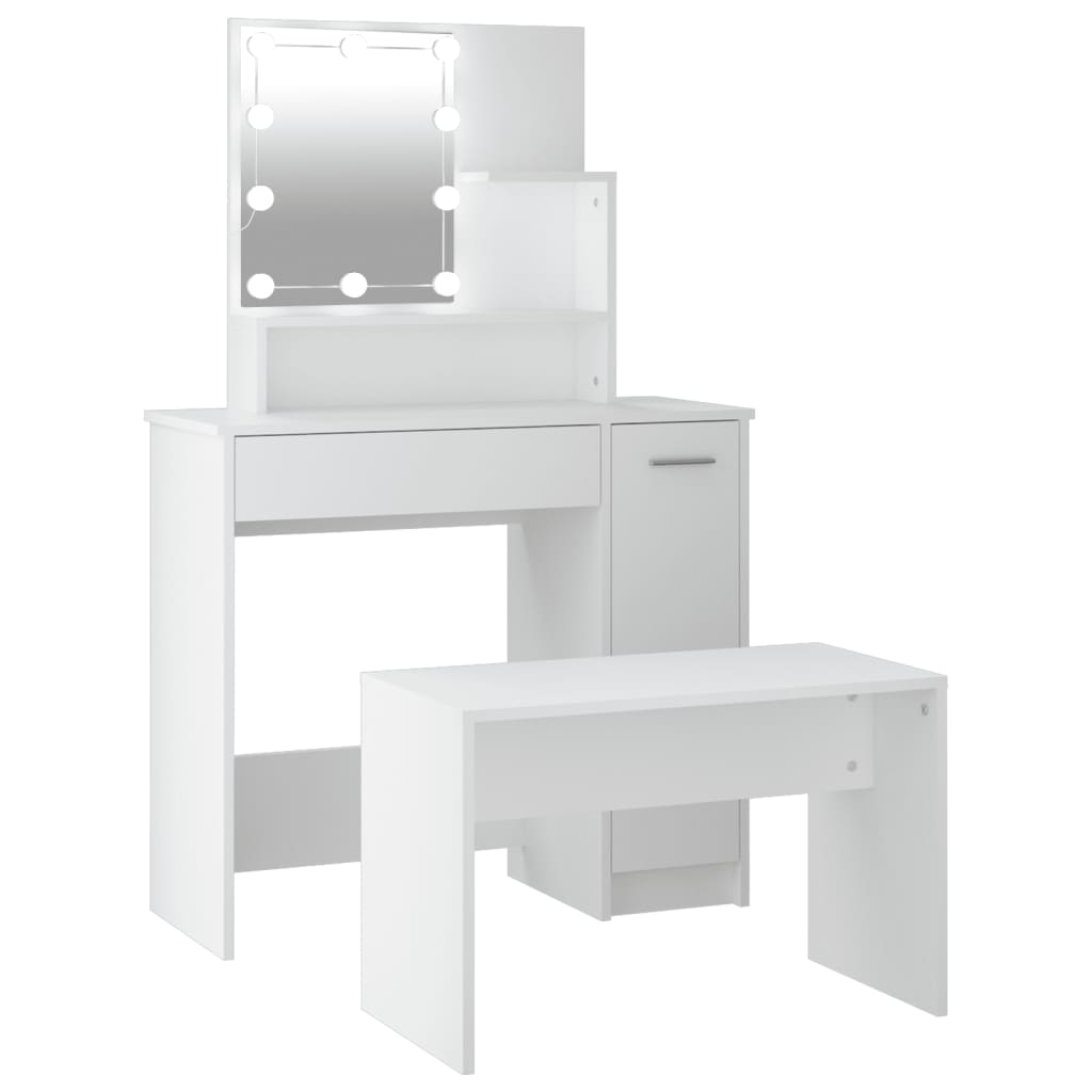 Sminkebord Hvit Sett LED