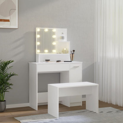 Sminkebord Hvit Sett LED