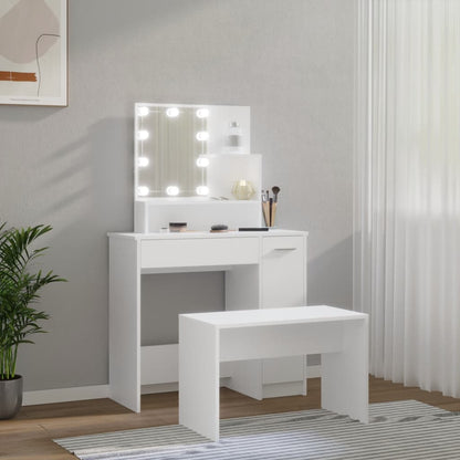 Sminkebord Hvit Sett LED
