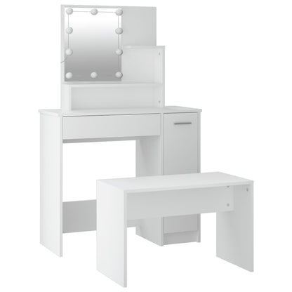 Sminkebord Hvit Sett LED
