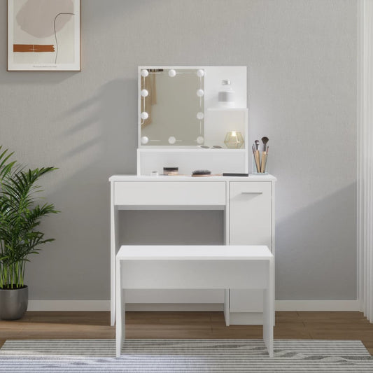 Sminkebord Hvit Sett LED