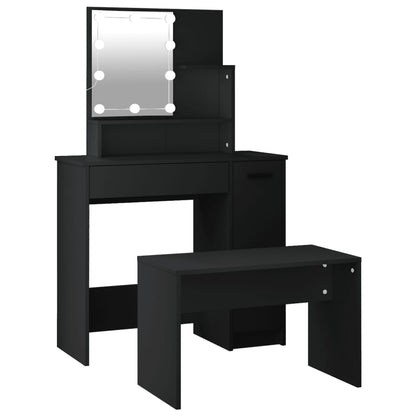 Sminkebord Svart Sett LED