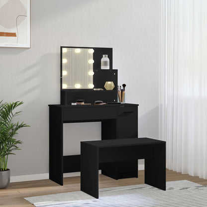 Sminkebord Svart Sett LED
