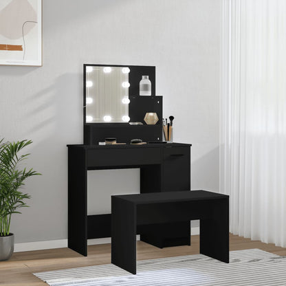 Sminkebord Svart Sett LED