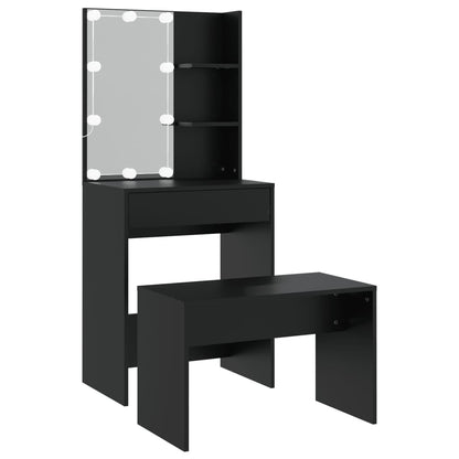 Sminkebord Svart Sett LED