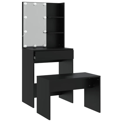 Sminkebord Svart Sett LED