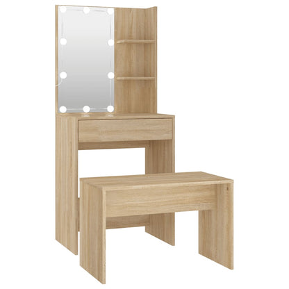 Sminkebord Sonoma Eik Sett LED