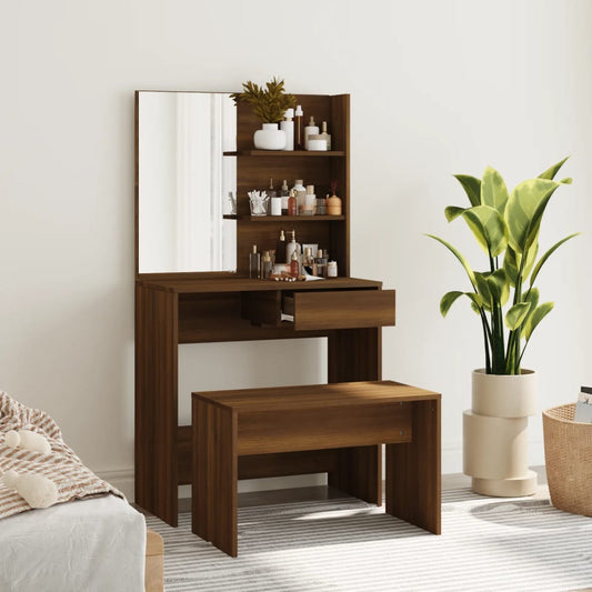 Sminkebord Brun Eik Sett 74,5x40x141 cm