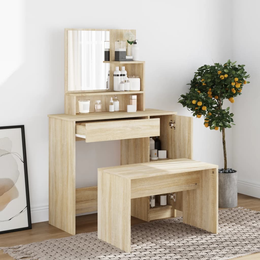 Sminkebord Sonoma Eik Sett 86,5x35x136 cm