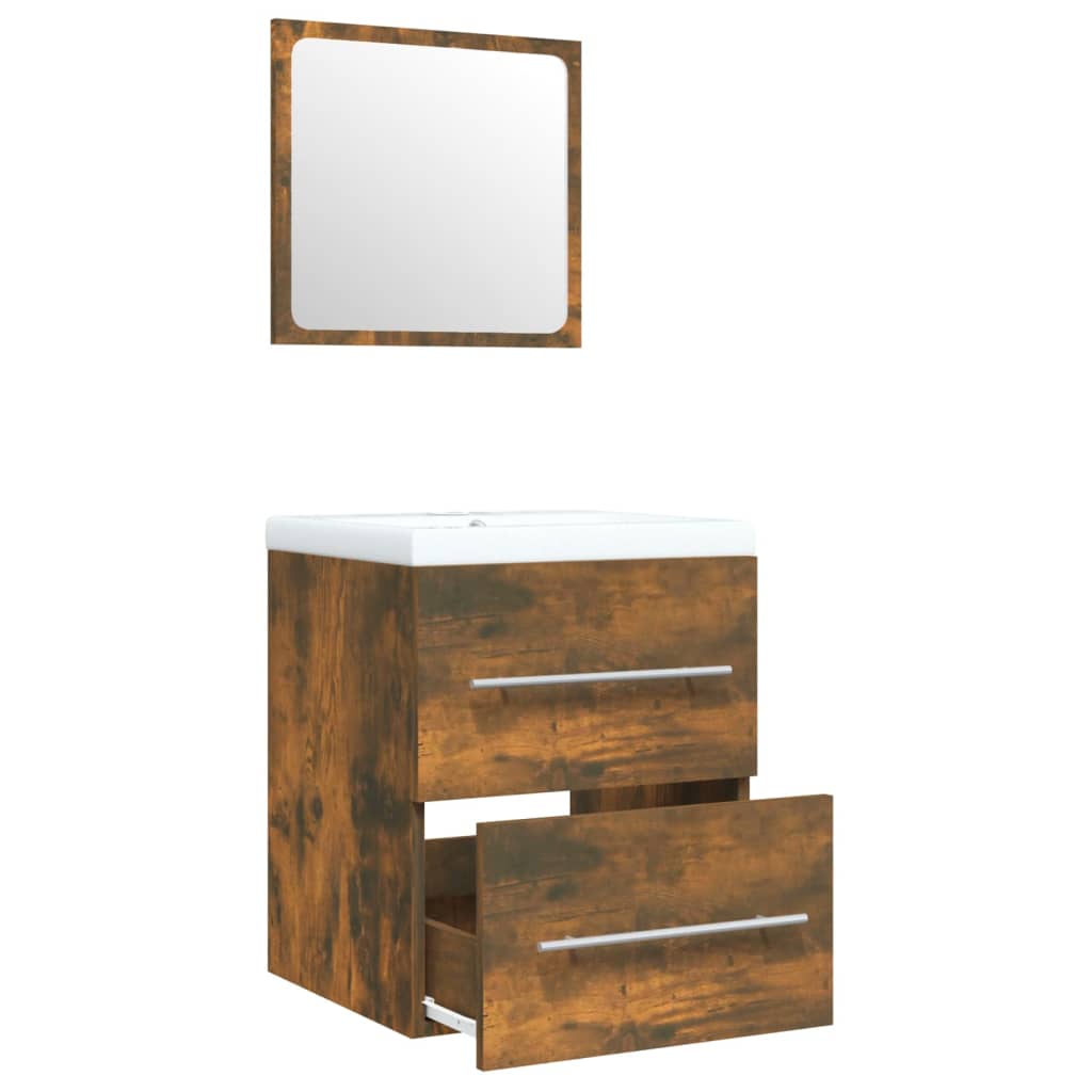 Servantskap Baderom med innebygd vask Røkt eik