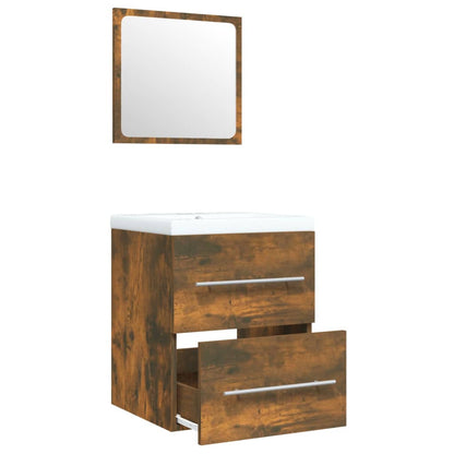 Servantskap Baderom med innebygd vask Røkt eik