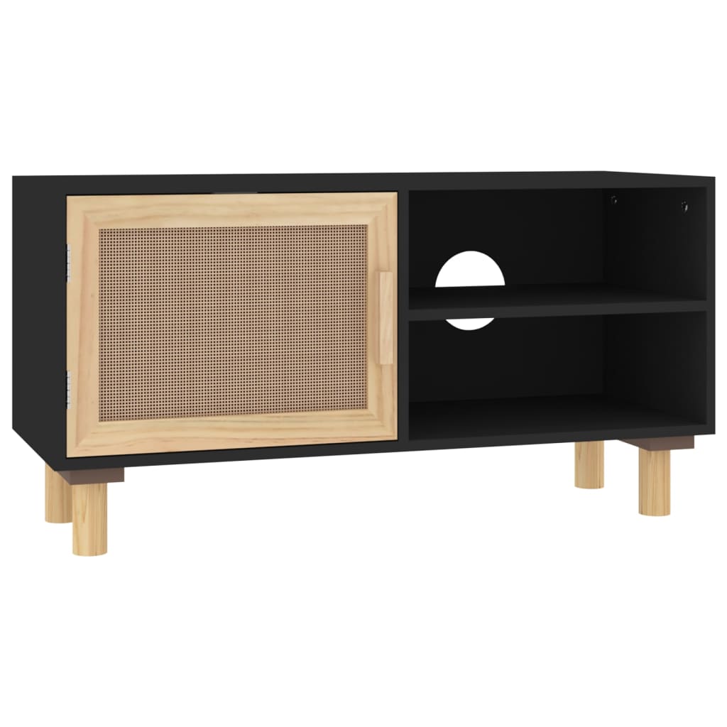TV-Møbel Svart Tv-benk 80x30x40 cm heltre furu naturrotting
