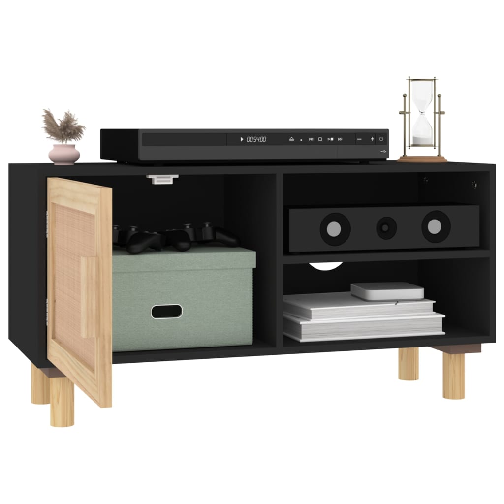 TV-Møbel Svart Tv-benk 80x30x40 cm heltre furu naturrotting