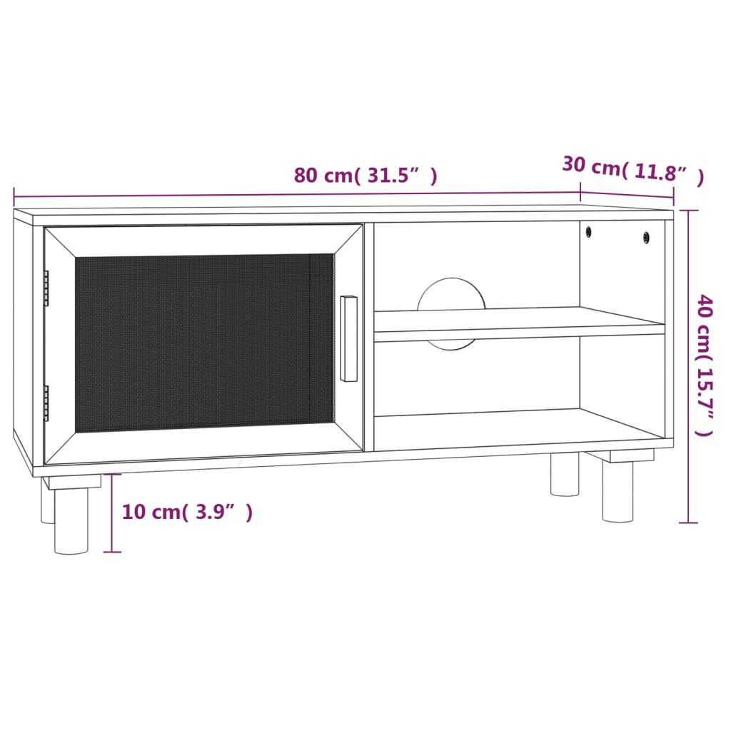 TV-Møbel Svart Tv-benk 80x30x40 cm heltre furu naturrotting