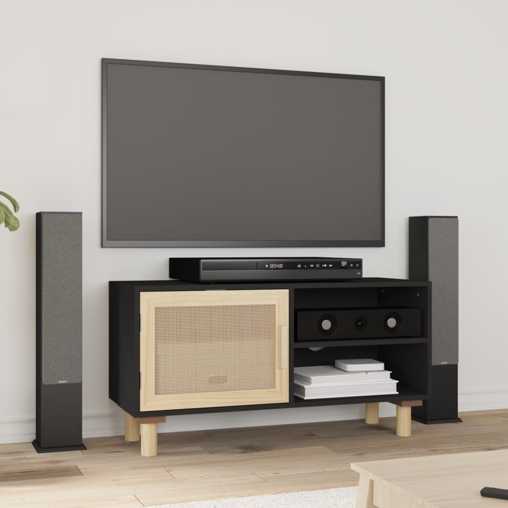 TV-Møbel Svart Tv-benk 80x30x40 cm heltre furu naturrotting