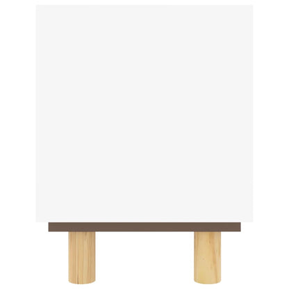 TV-Møbel Hvit TV-benk 105x30x40 cm heltre furu og naturrotting