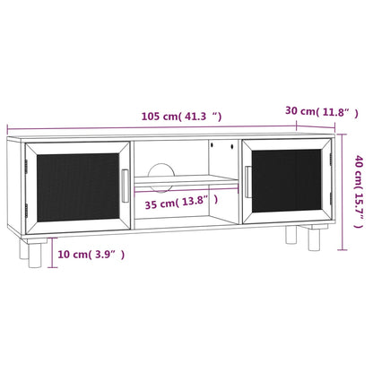 TV-Møbel Hvit TV-benk 105x30x40 cm heltre furu og naturrotting